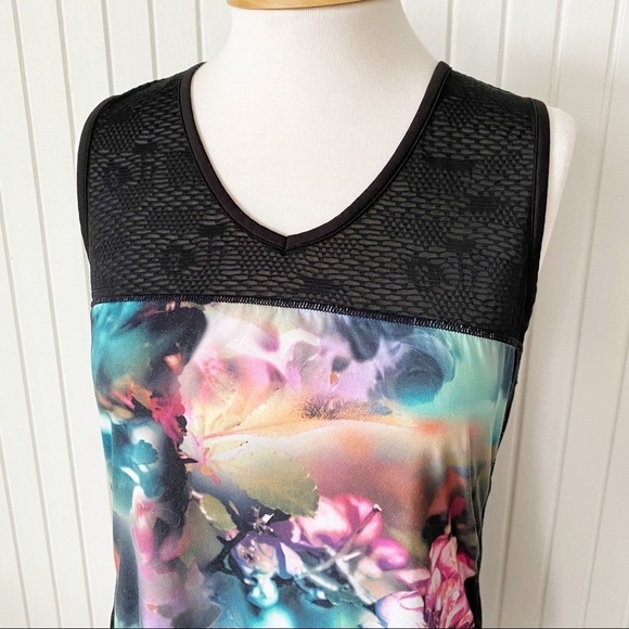 Nanette Lepore Floral Print Mesh Workout Tank Top Size Large - Picture 2 of 11